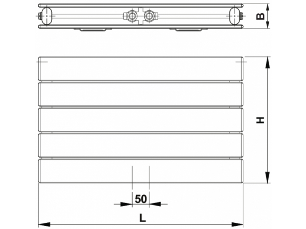 KORATHERM HORIZONTAL - M - Design radiators with horizontally aligned profiles and bottom middle connection