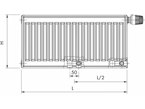 RADIK VKM - Steel panel radiator with bottom middle connection